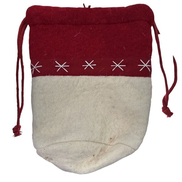 Snowman Felt Gift Bag Christmas Holiday Present Handmade Approx 7.5" x 9.5" - Picture 2 of 3